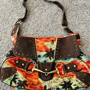 Christina leather/sequin shoulder bag